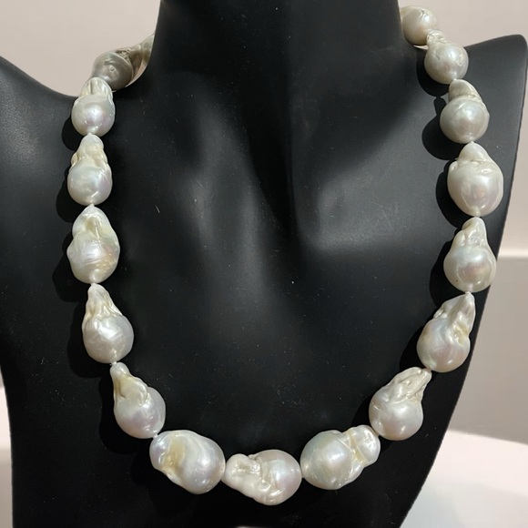 Genuine Natural Irregular Baroque Freshwater Large Pearl Choker Necklace - Picture 1 of 12